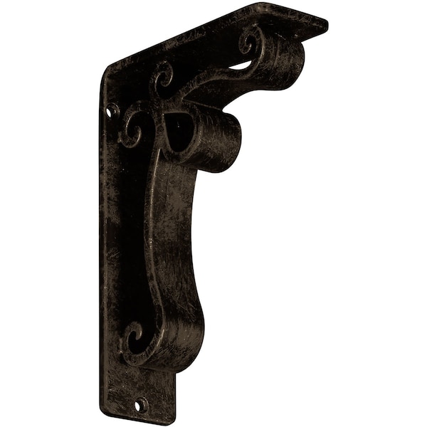 Ekena Millwork Orleans Wrought Iron Bracket, (Triple center brace), Antiqued Brass 2"W x 5 1/2"D x 8"H BKTM02X05X08TOLABS - main